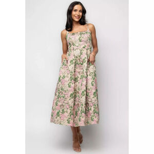 Baltic Born Antoinette Embossed Midi Dress | Champagne Multi Floral Size L